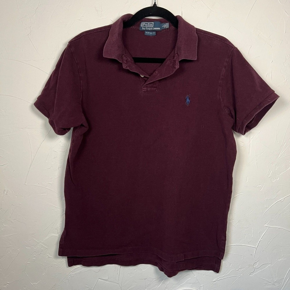 Polo Ralph Lauren Burgundy Custom Fit Cotton Polo Shirt Size L Preppy Classic